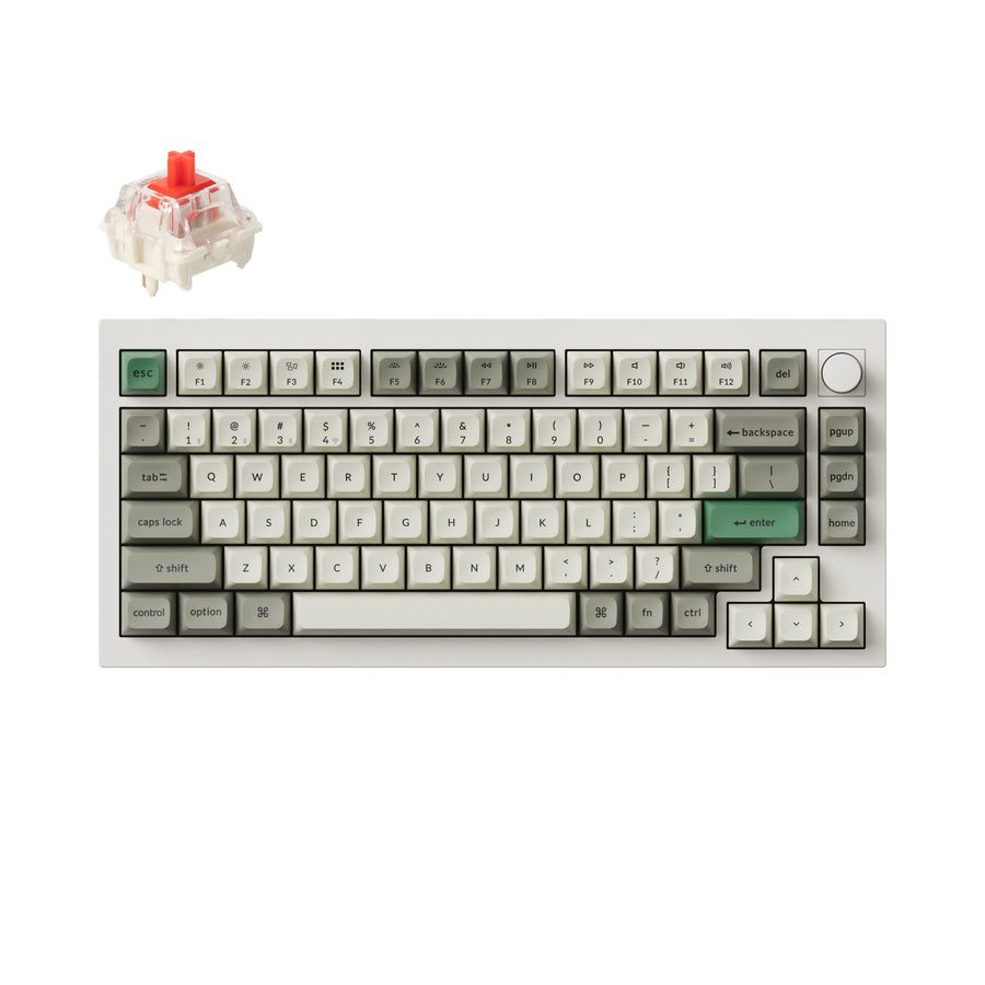 Keychron Q1 Max QMK/VIA (Q1M-P1) Wireless Custom Mechanical Keyboard-Red Switch-Shell White US Layout